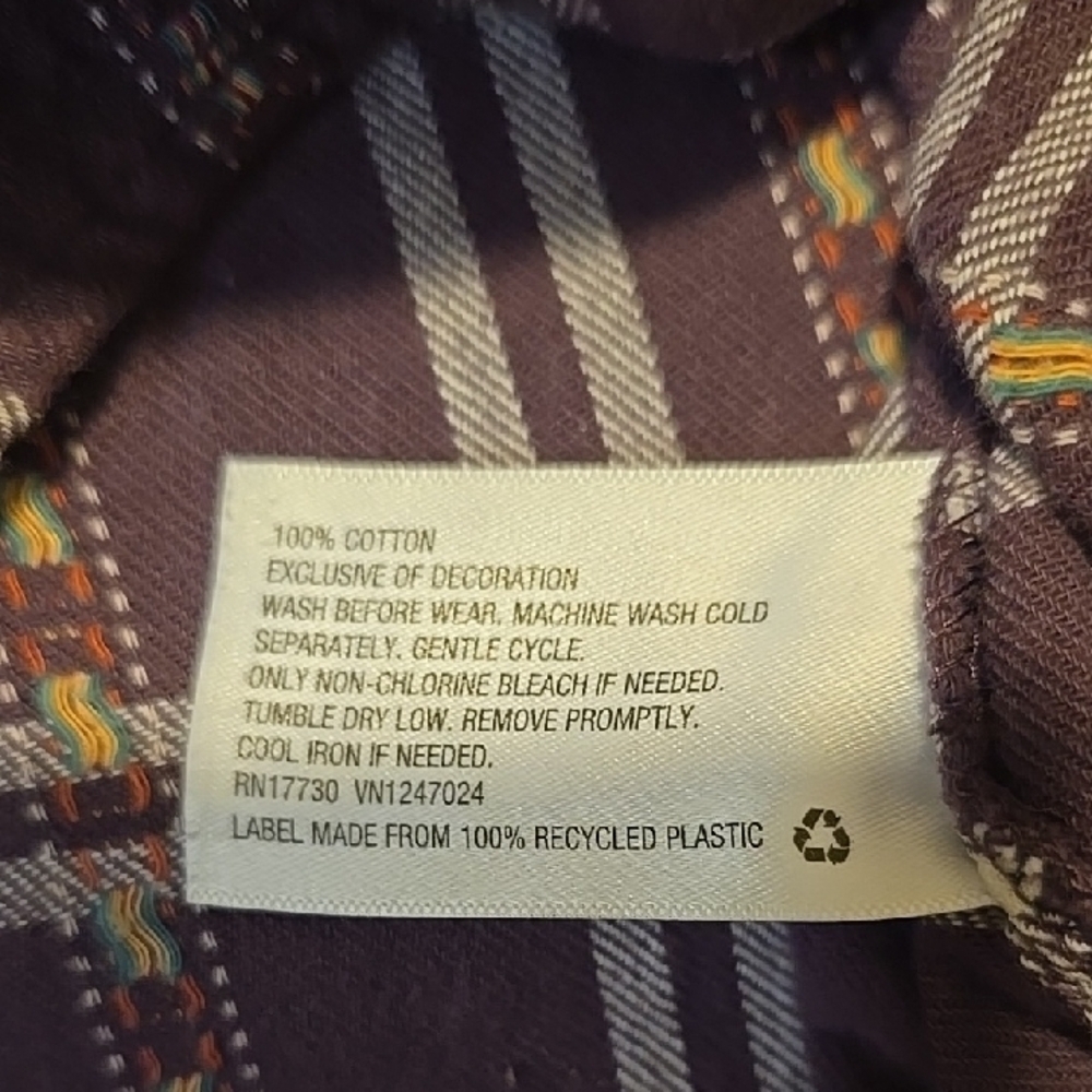 Art Class Purple Plaid Long Sleeve Girls Flannel Western Button Down Shirt 10/12 - Picture 6 of 6